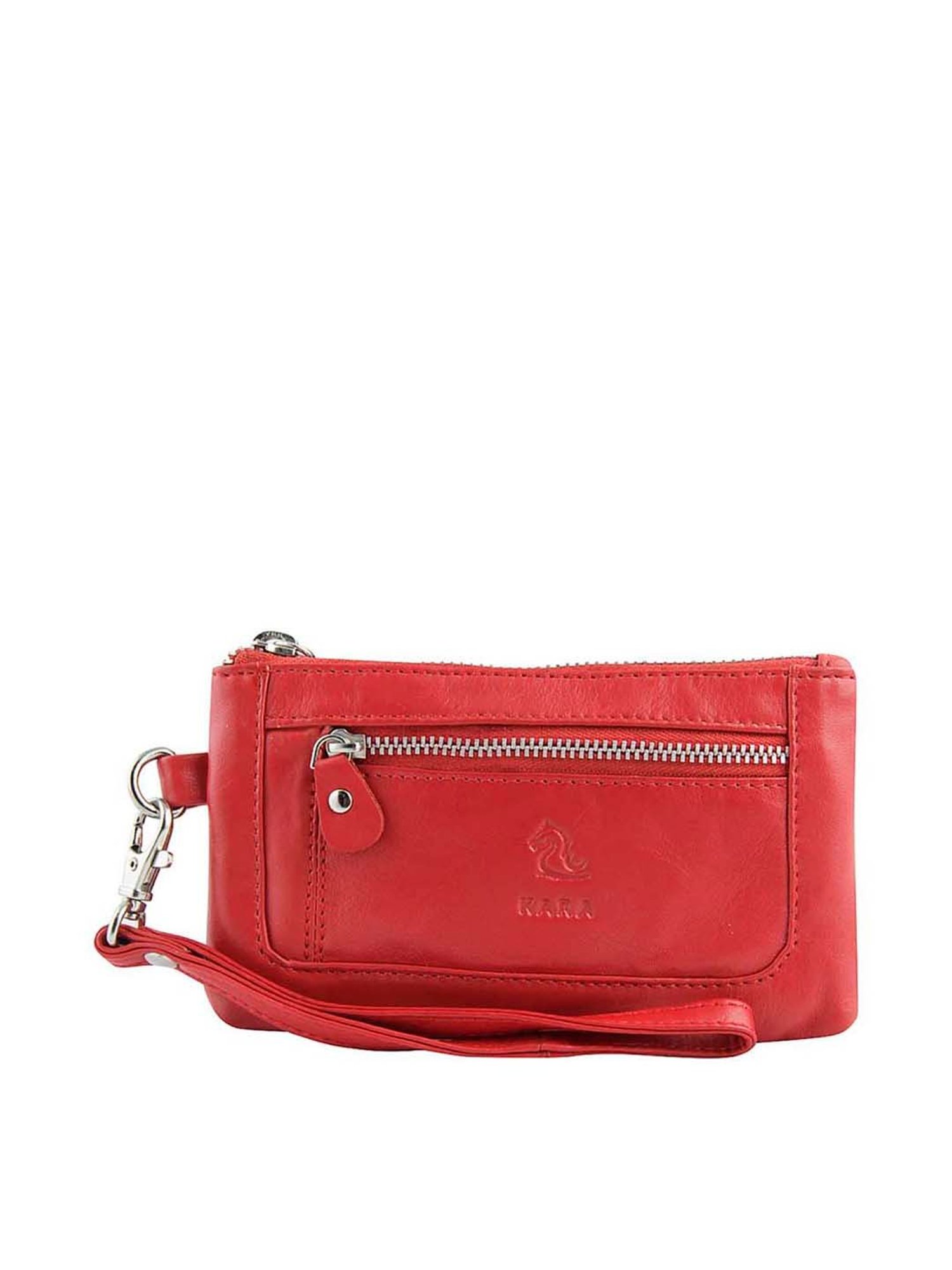 Kara Red Leather Solid Leather Wallet for Women