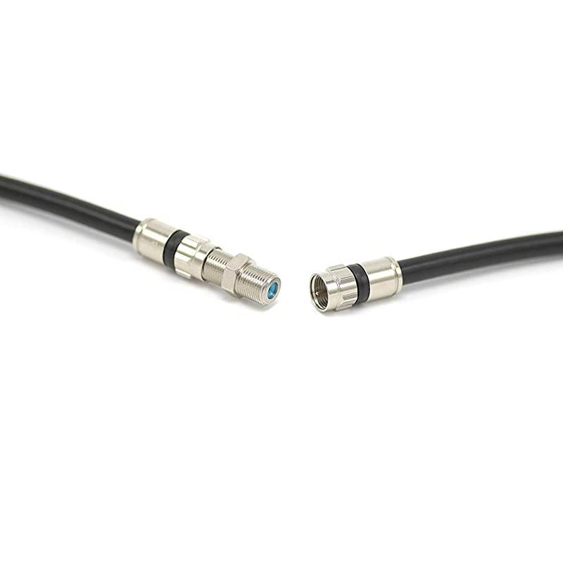 Feet Black RG6 Coaxial Cable Coax Cable Made in The USA with Connectors F81 RF Digital Coax AV CableTV Antenna and Satellite CL2 Rated Foot