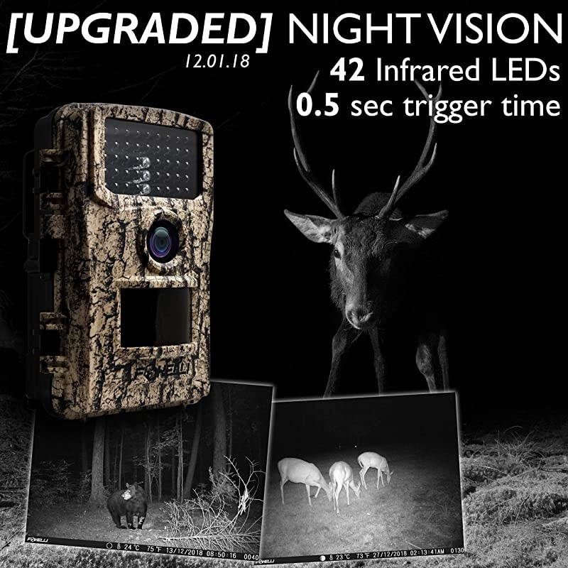 Trail Camera 14MP 1080P Full HD Wildlife Scouting Hunting Camera with Motion Activated Night Vision 120&deg; Wide Angle Lens 42 IR LEDs and 24 LCD Screen IP66 Waterproof Game Camera