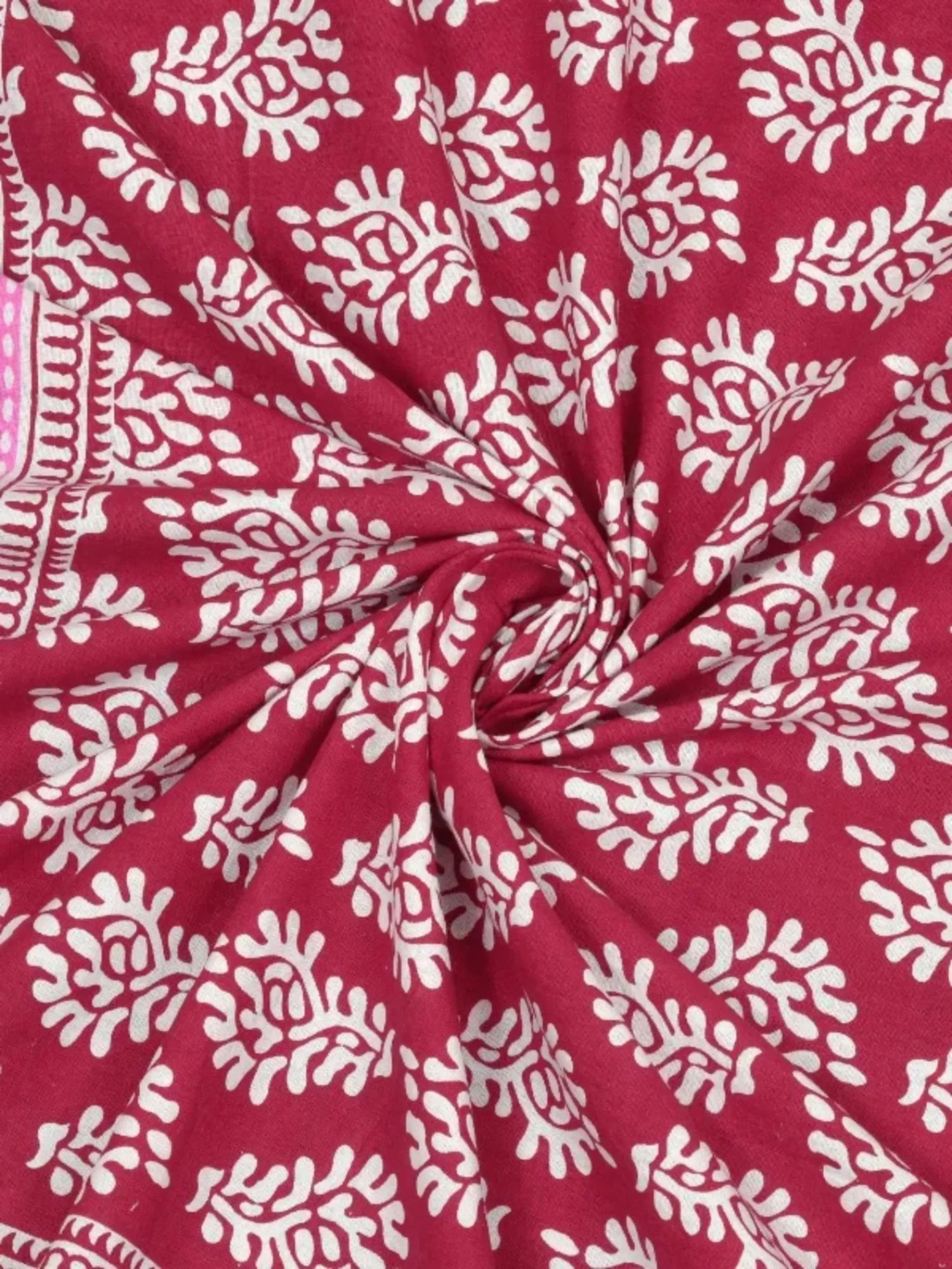 Living Roots Printed Pink 240 TC Cotton Bedsheet with 2 Pillow Covers