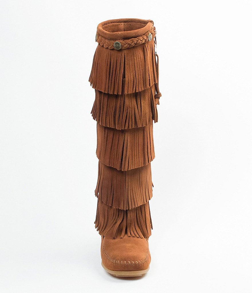 Minnetonka 5-Layer Fringe Suede Boots