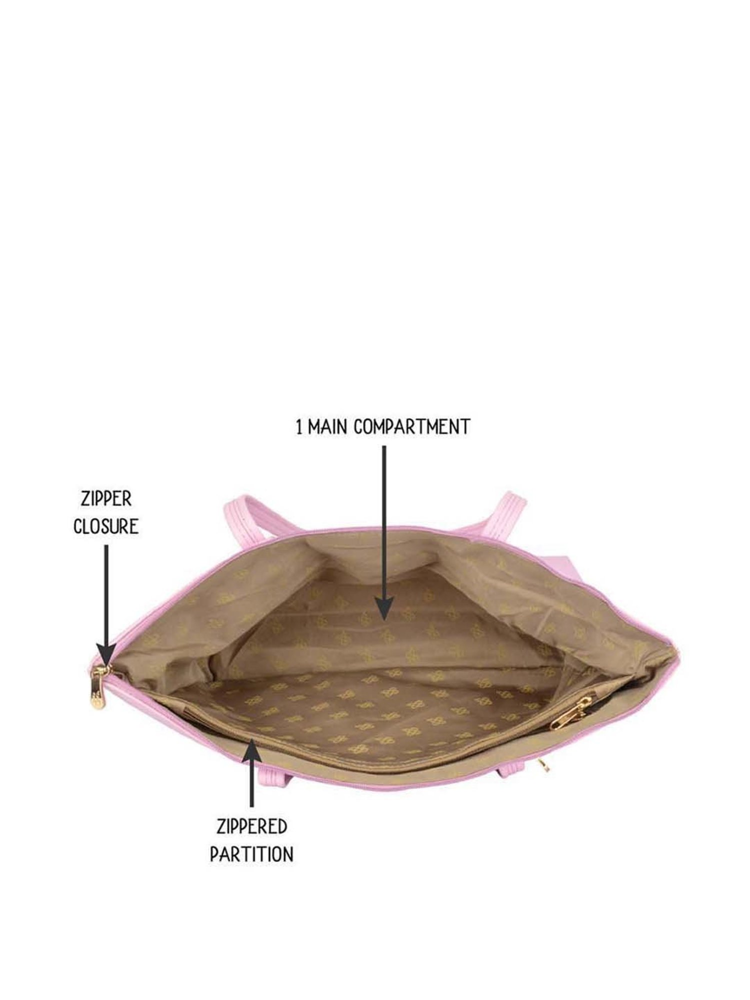 Baggit Pink Solid Large Tote Handbag