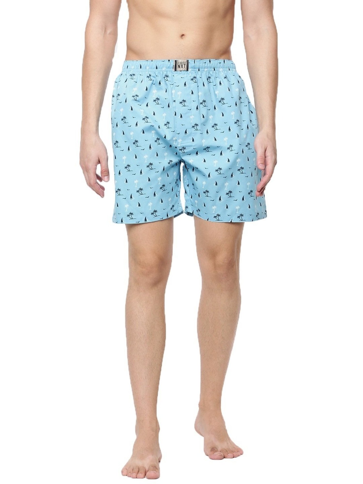 Force NXT Blue Cotton Regular Fit Printed Boxers