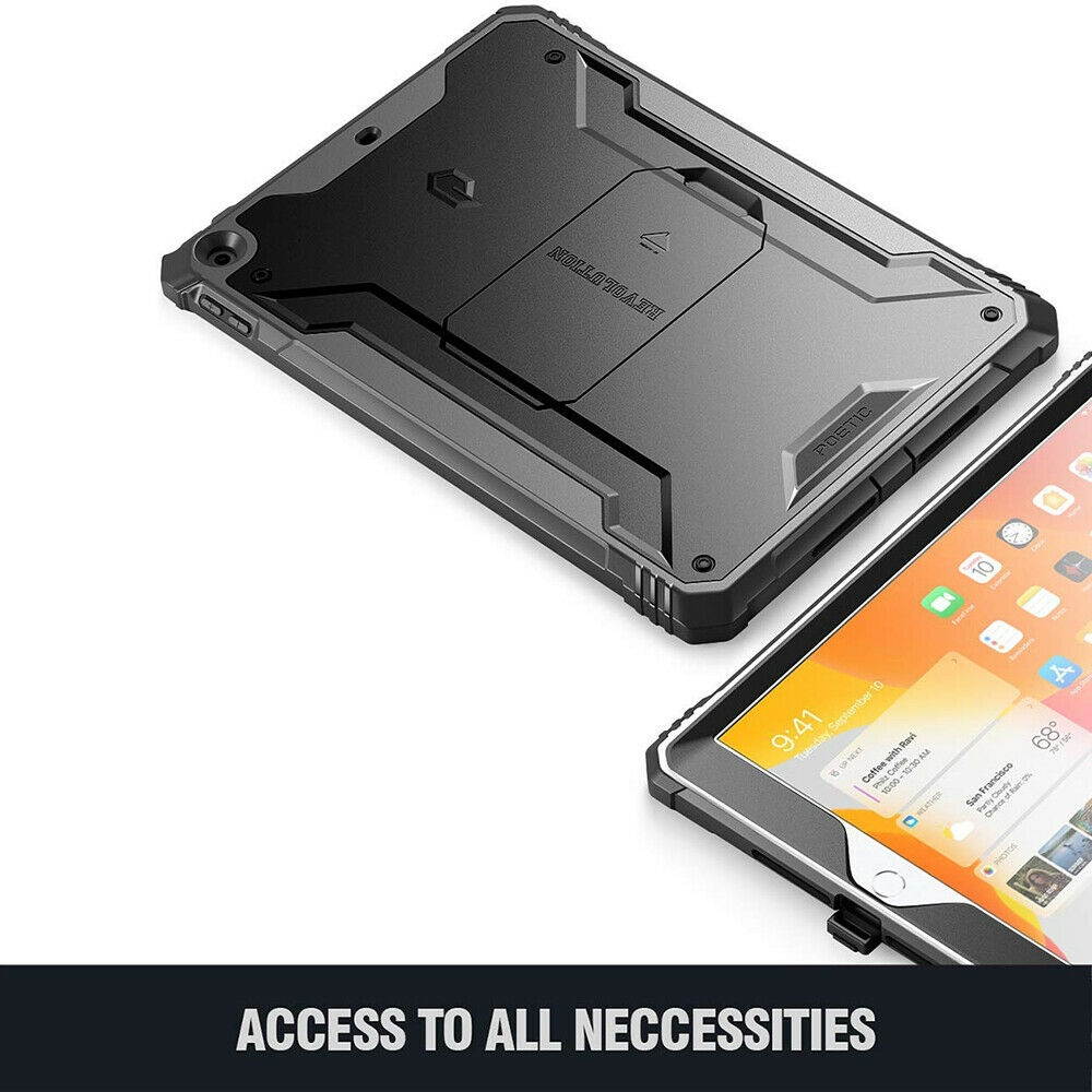 iPad 10.2-inch Tablet Case,Poetic Rugged Protective Cover w/Kick-stand Black