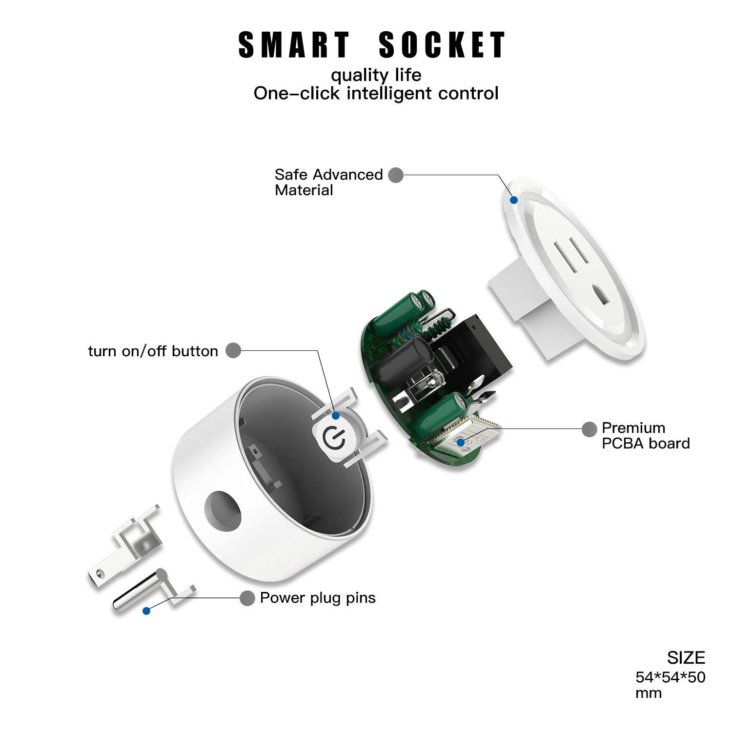 Smart Plug Compatible with Alexa Google Assistant Siri IFTTT, MagicLight WiFi App Control Timer Schedule Smart Outlet, No Hub Required, FCC Certified 1200W Smart WiFi Socket (4Pack)