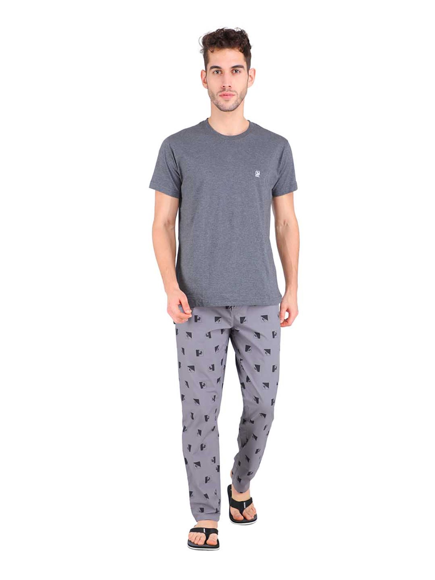 Woodland Dark Grey High Rise Cotton Pyjama Pants