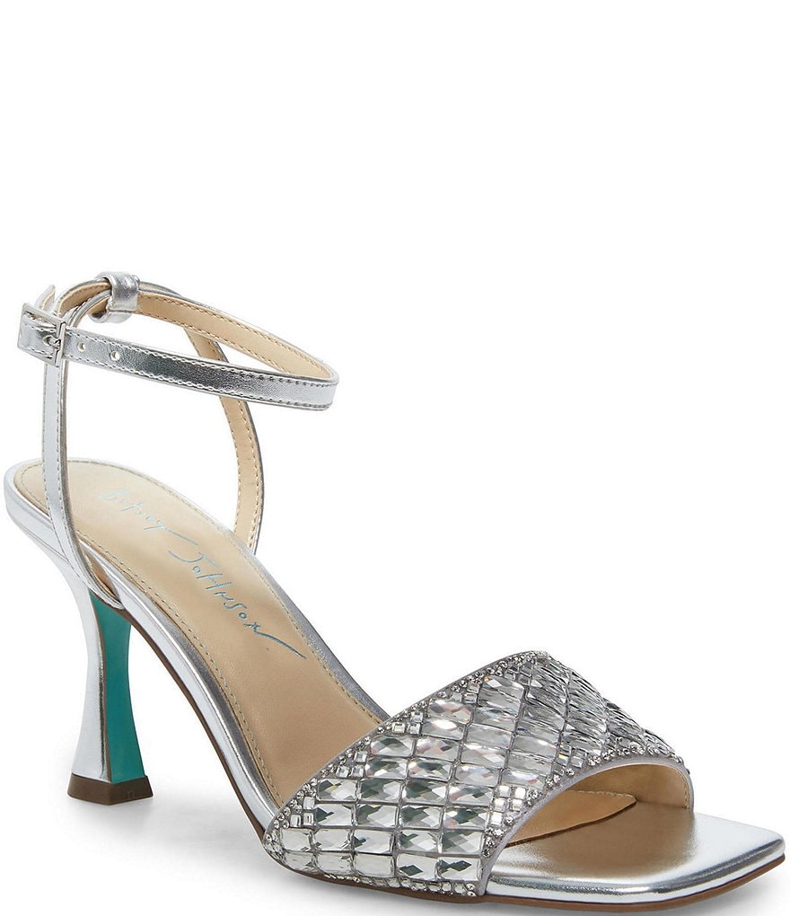 Blue by Betsey Johnson Britt Rhinestone Square Toe Dress Sandals