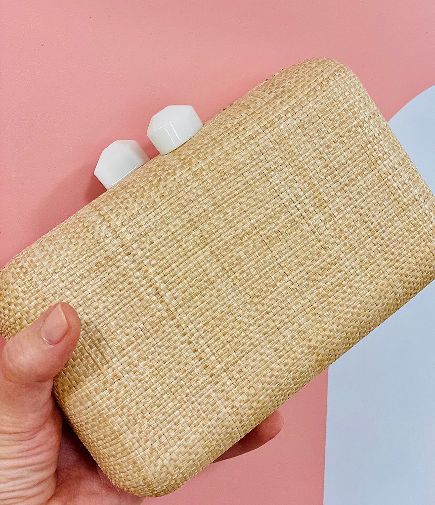 Kate Landry Straw Minaudiere Clutch Bag