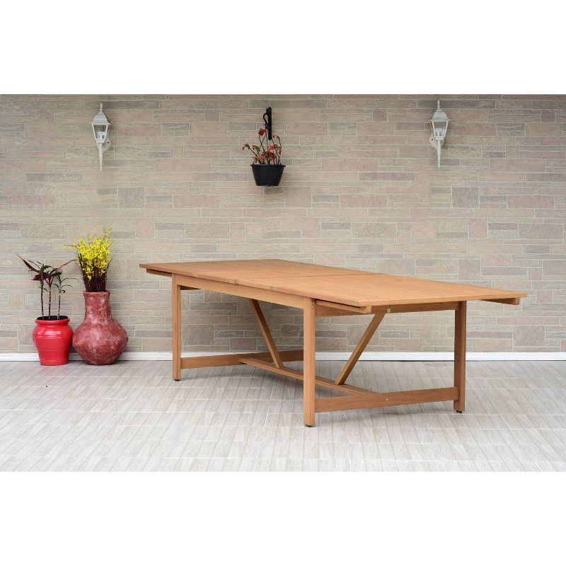 Elvis 9pc Rectangular Teak Finish/Resin Double Leaf Extendable Patio Dining Set - Gray - Amazonia