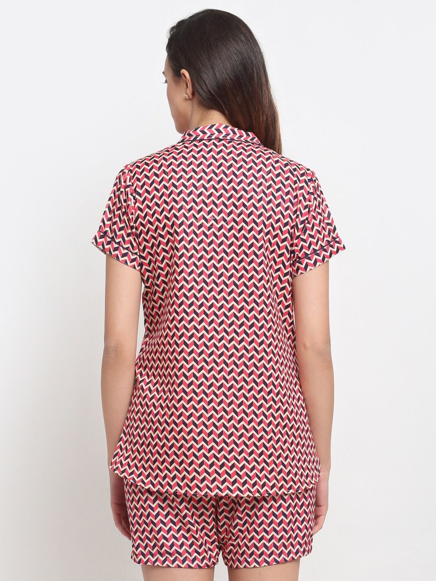 Erotissch Pink & Blue Printed Shirt Shorts Set