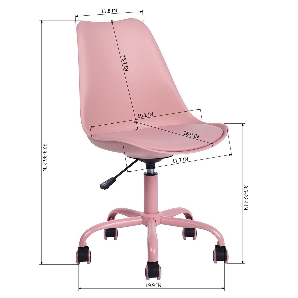 FurnitureR Task Chair Adjustable Swivel Office Chair, Pink