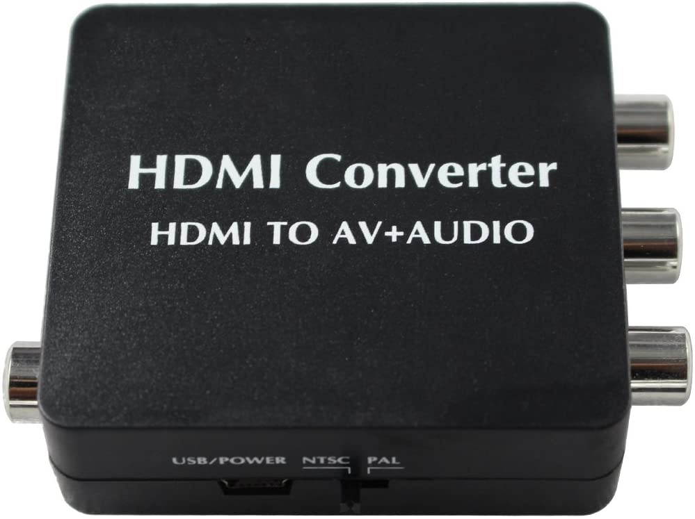 HDMI to AV and Audio Converter Support SPDIF Coaxial Audio NTSC PAL Composite Video HDMI to 3RCA Adapter for TV/PC/PS3/Blue-ray DVD 1080p