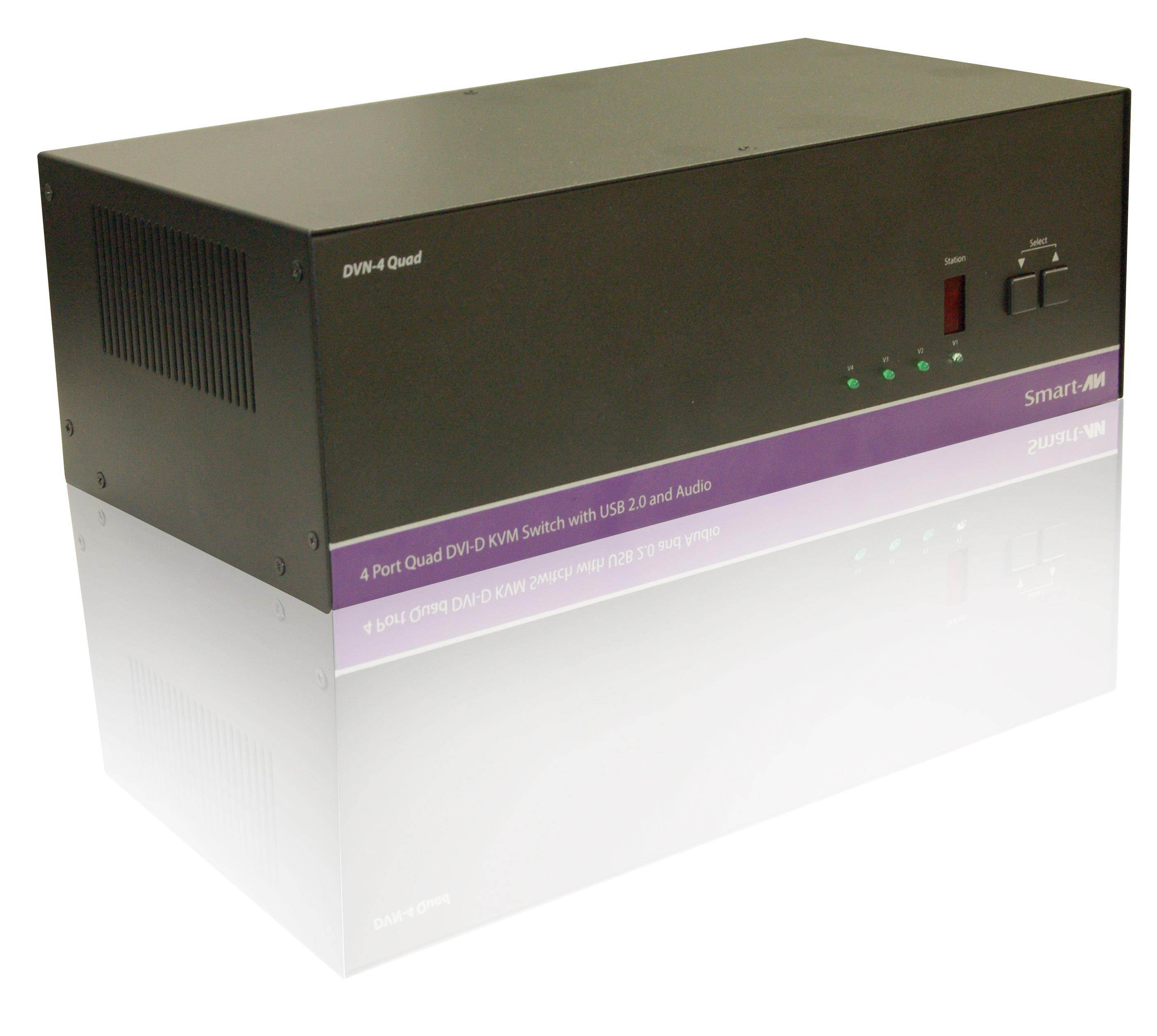 Smartavi DVN-4QUADS 4x4 DVI-D/USB2.0/1.1 /Stereo Audio KVM Switcher