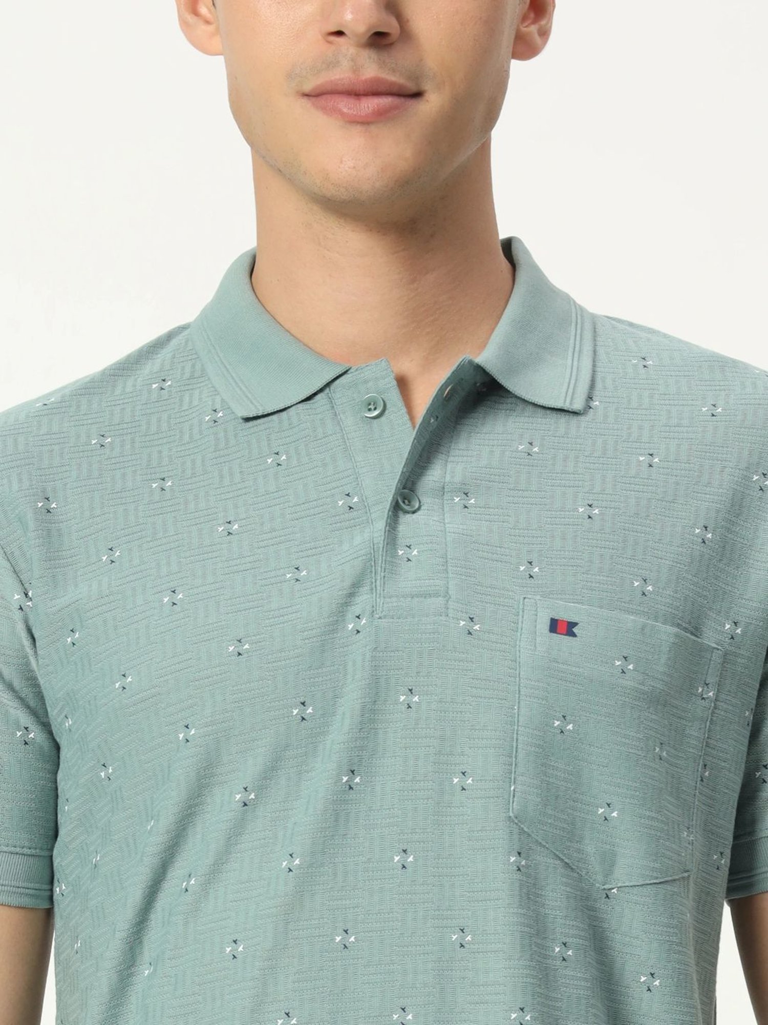 Tab91 Green Regular Fit Printed Polo T-Shirts