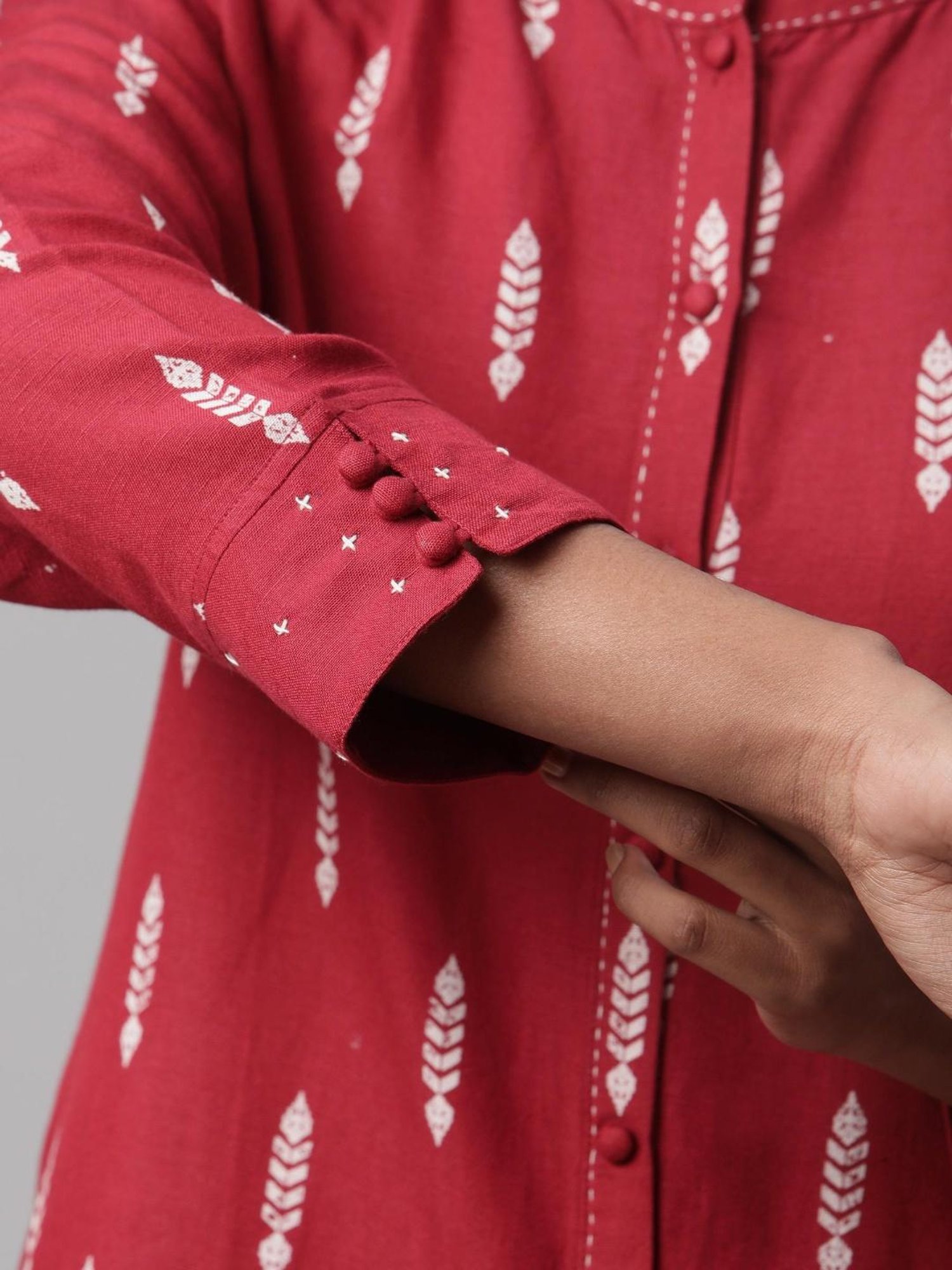 Linen Club Women Maroon Printed Kurta