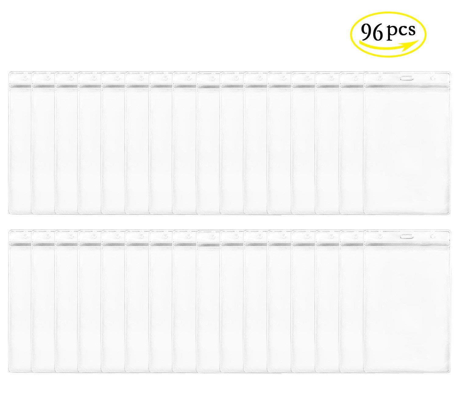 LGEGE 96PCS Transparent Waterproof Extra Large 6x4" Badge Holders (Vertical Style)for Passport ID ,Cash,Plane Ticket, Receipts,Credit Card, etc