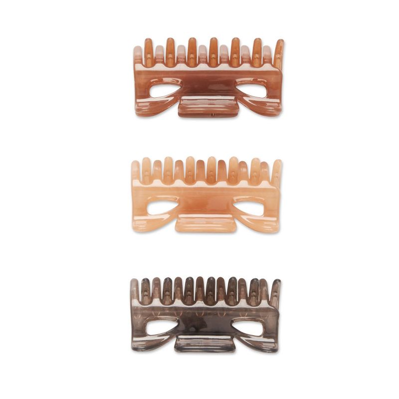 scunci Basics Medium No Slip Jaw Clips - Glossy Neutral - 3pk