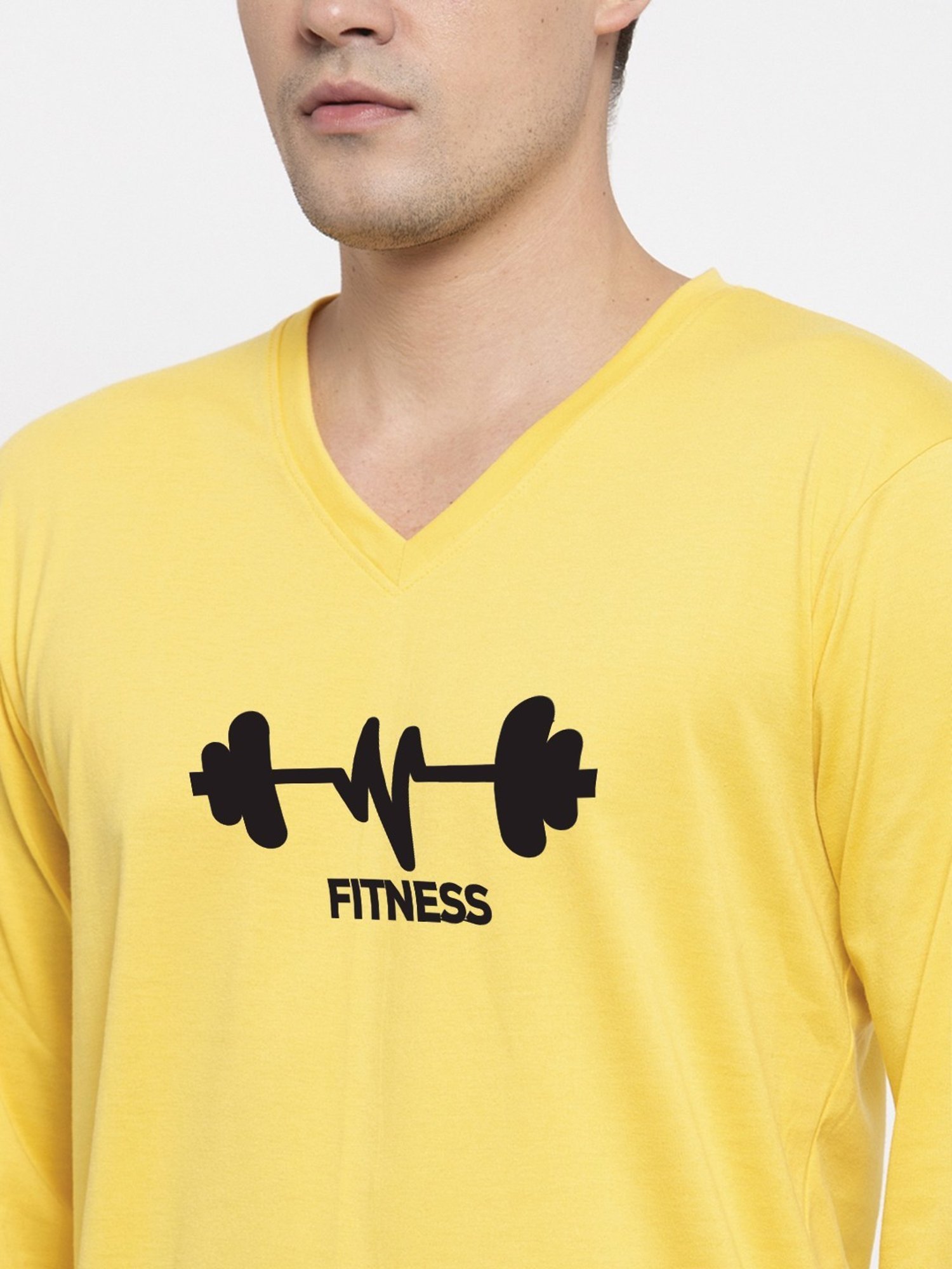 Friskers Yellow Cotton Slim Fit Printed T-Shirt