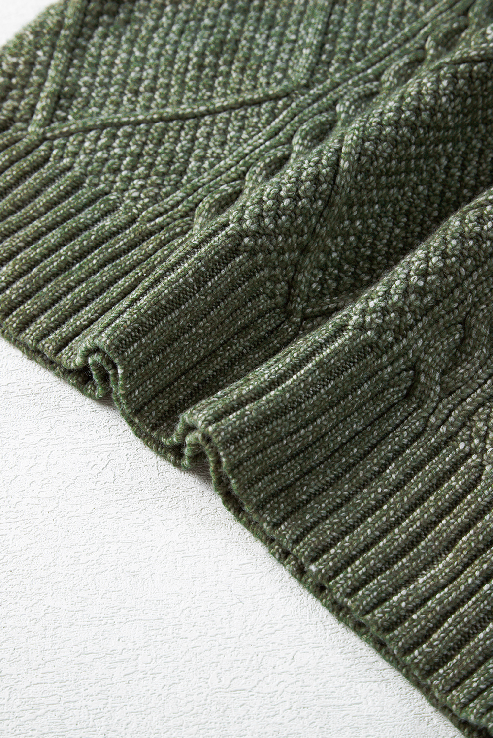 Mist Green Twist Cable Knit Drop Shoulder Loose Fit Sweater Dress