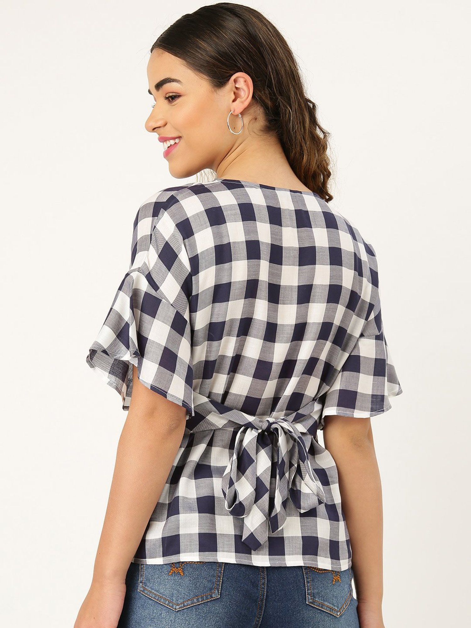 Style Quotient Navy & White Checks Top