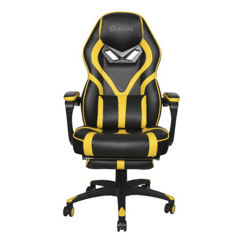 Gaming Chair, PU Leather Computer Desk Chair with Headrest and Lumbar Support, Adjustable Armrest 360&deg; Swivel Executive Ergonomic Office Chair (Black+Red)