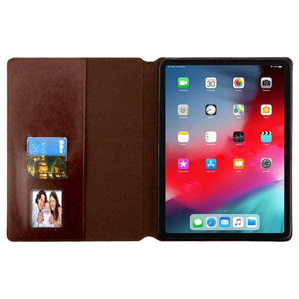 Book-Style Leather Folio Case for iPad Pro 11 inch - Brown