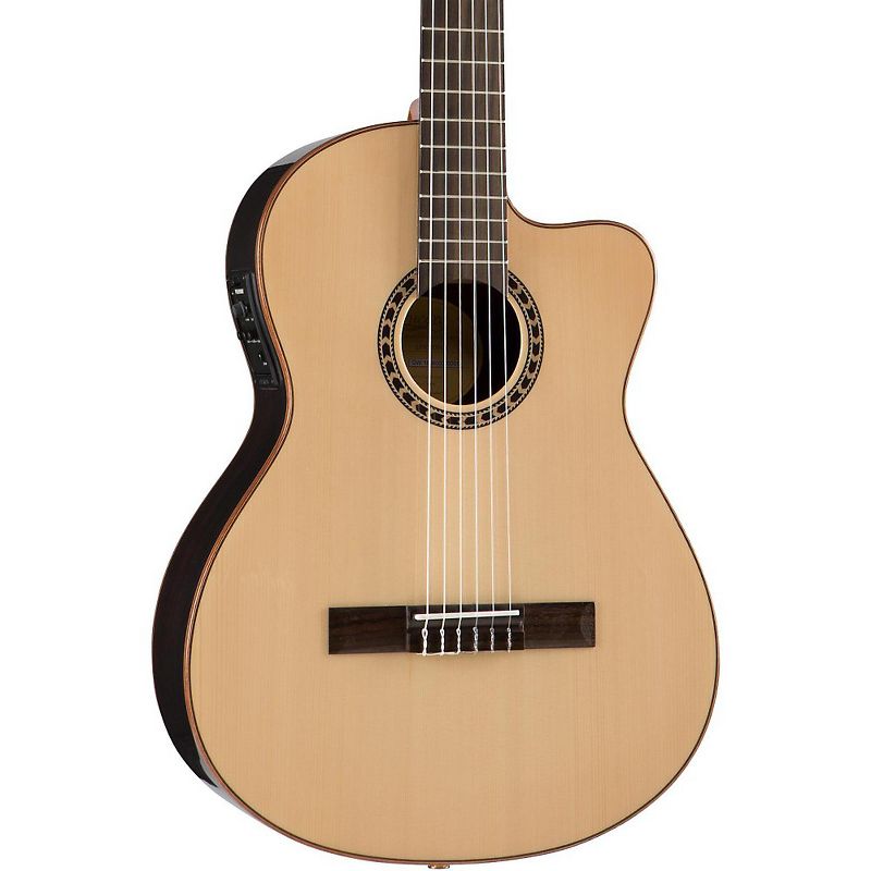 Lucero LFN200SCE Spruce/Rosewood Thinline Acoustic-Electric Classical Guitar Natural