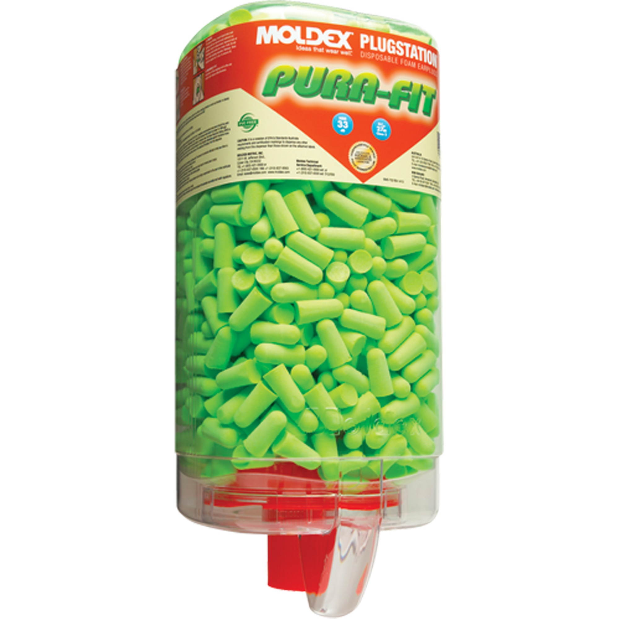 Moldex Pura-Fit PlugStation Earplug Dispenser Cordless 33NRR Bright Green 500