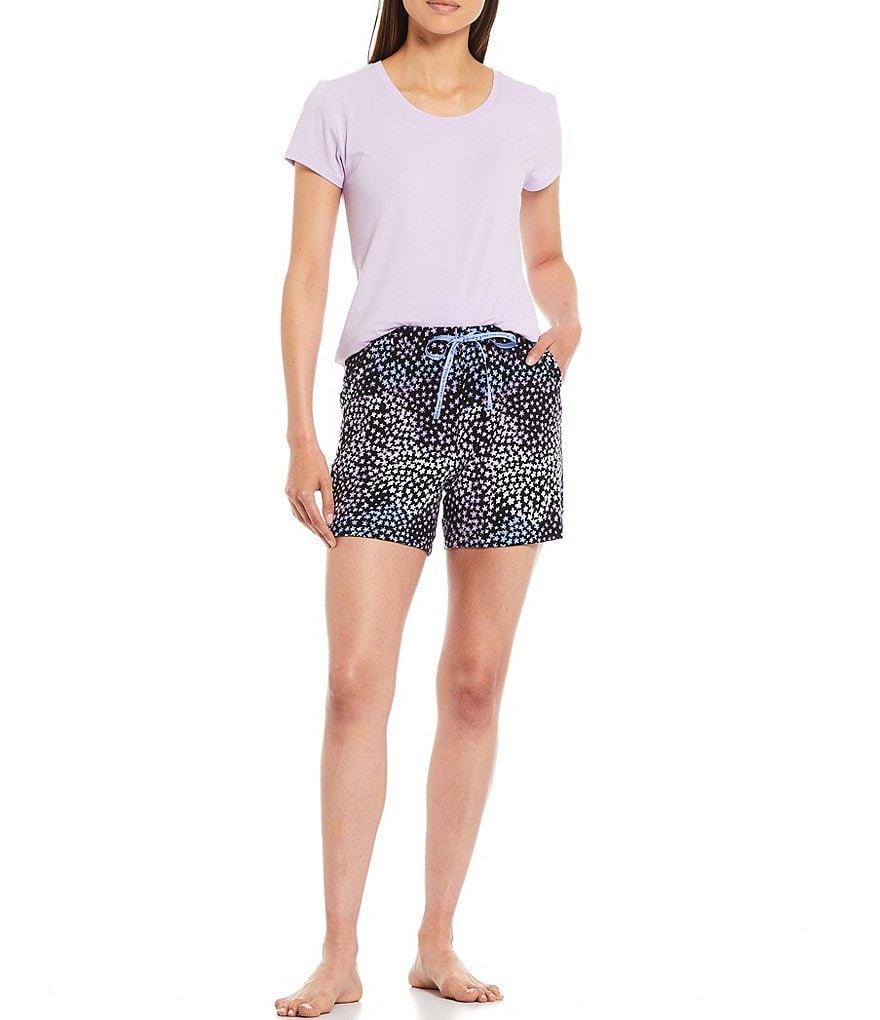 HUEtique Ombre Flowers Printed Knit Sleep Shorts