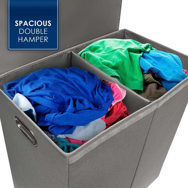 dbest products Laundry Bag Clothes Hamper Basket Wagon Cart Trolley Dolly with Handle, Wheels, and Removable Liner, Grey