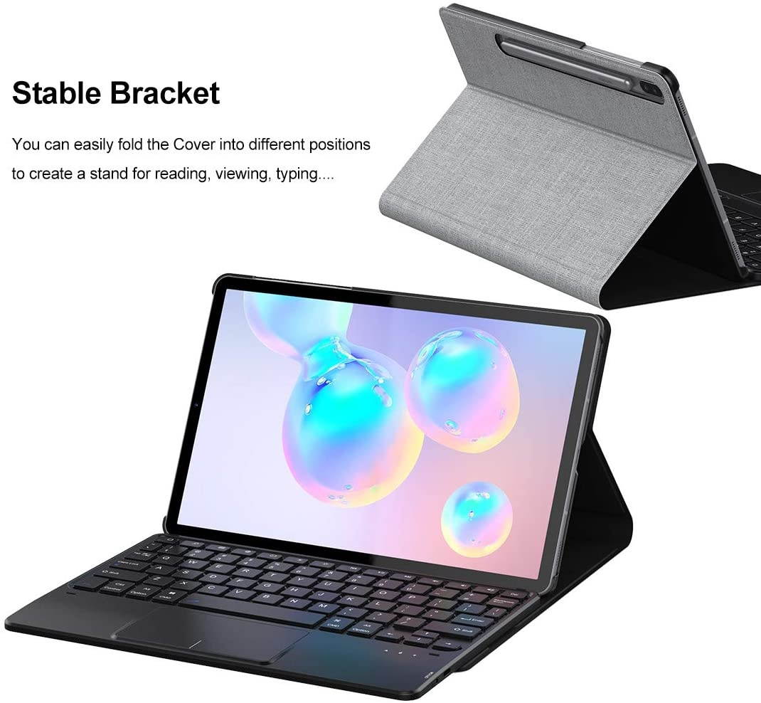 Feitenn Galaxy Tab S6 Keyboard Tab S6 Keyboard Case Laptop Touchpad Detachable Sleep/Wake Smart Tablet Cover Pencil Holder Stand Wireless Bluetooth Keyboard for Samsung Galaxy Tab S6 10.5 - Gray
