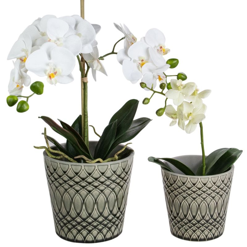 Napa Home & Garden Set of 2 Black and Gray Geometric Patterned Planters 6.5"