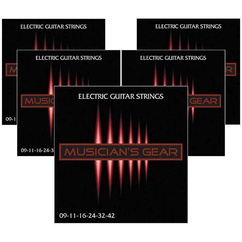 Musician's Gear Electric Nickel Plated Steel Guitar Strings 9-42 - 5-Pack