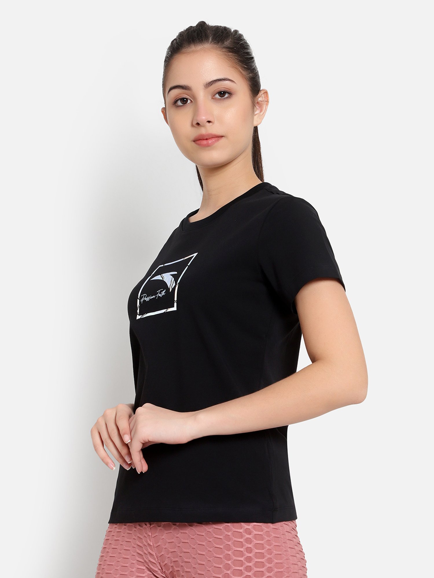 Anta Black Cotton Printed Sports T-Shirt