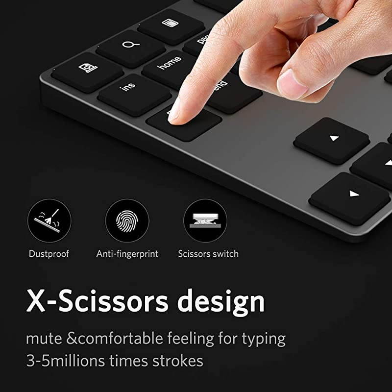 Numeric Keypad Portable Wireless 34Key External Number pad with Multiple Shortcuts for Computer Laptop Windows Surface Compatible with Apple iMac Mackbook iPad Black