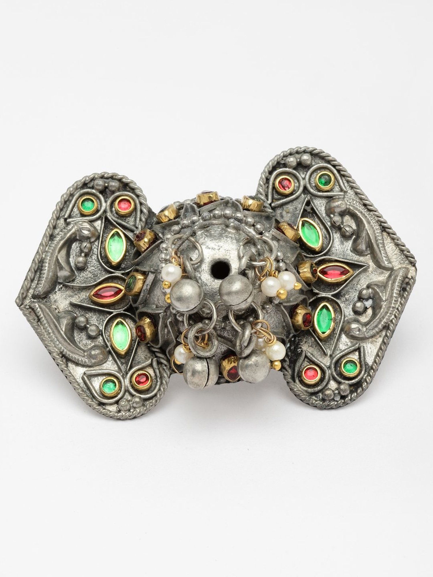 Moedbuille Stones Studded Antique Design Handcrafted Oxidised Silver Plated Finger Ring