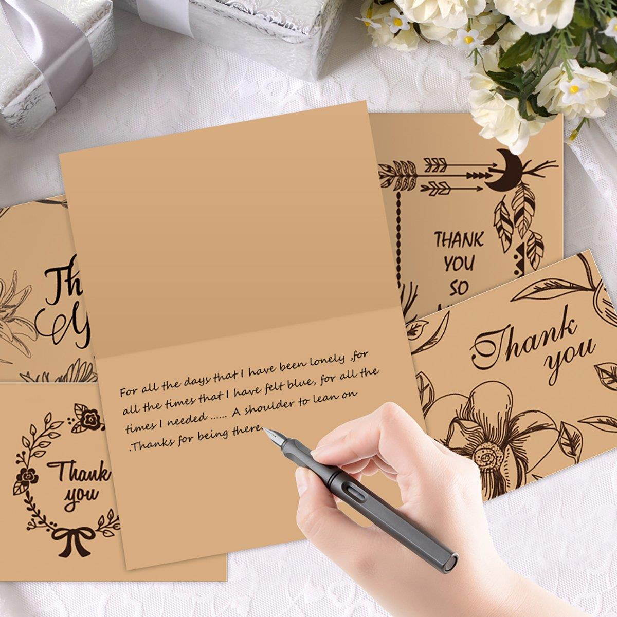 FaCraft Rustic Thank You Cards 48 PCS with 48 Envelopes