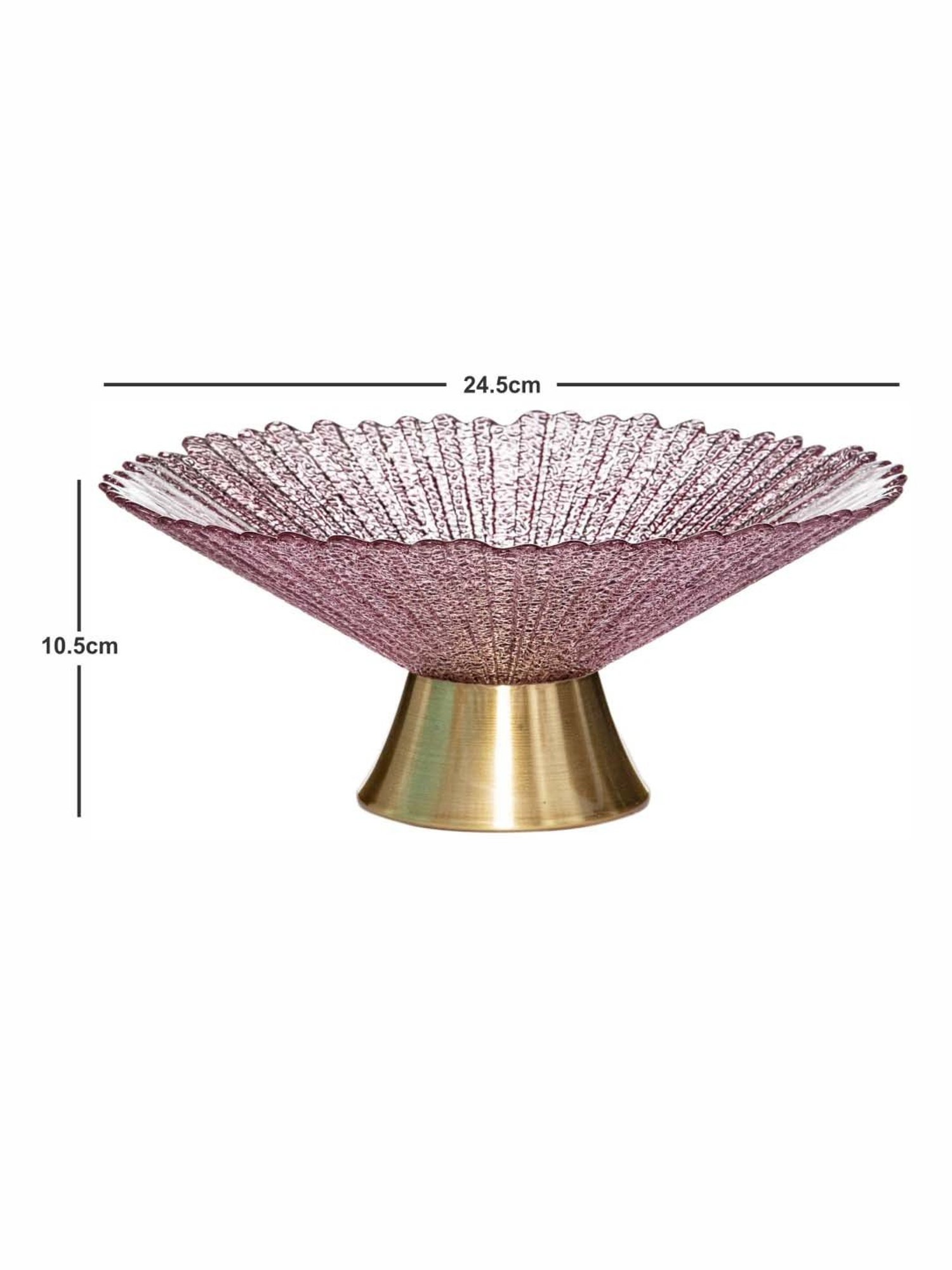 ROXX Emma Pink & Gold Glass Bowl With Metal Base (2 L)