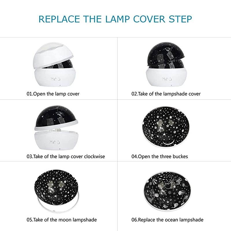 Night Light Projector Lamp Star Moon Night Lamp Romantic Rotating Ocean Animals Allinone Lights Projector Night Sign Lighting for Children Boys Girls White