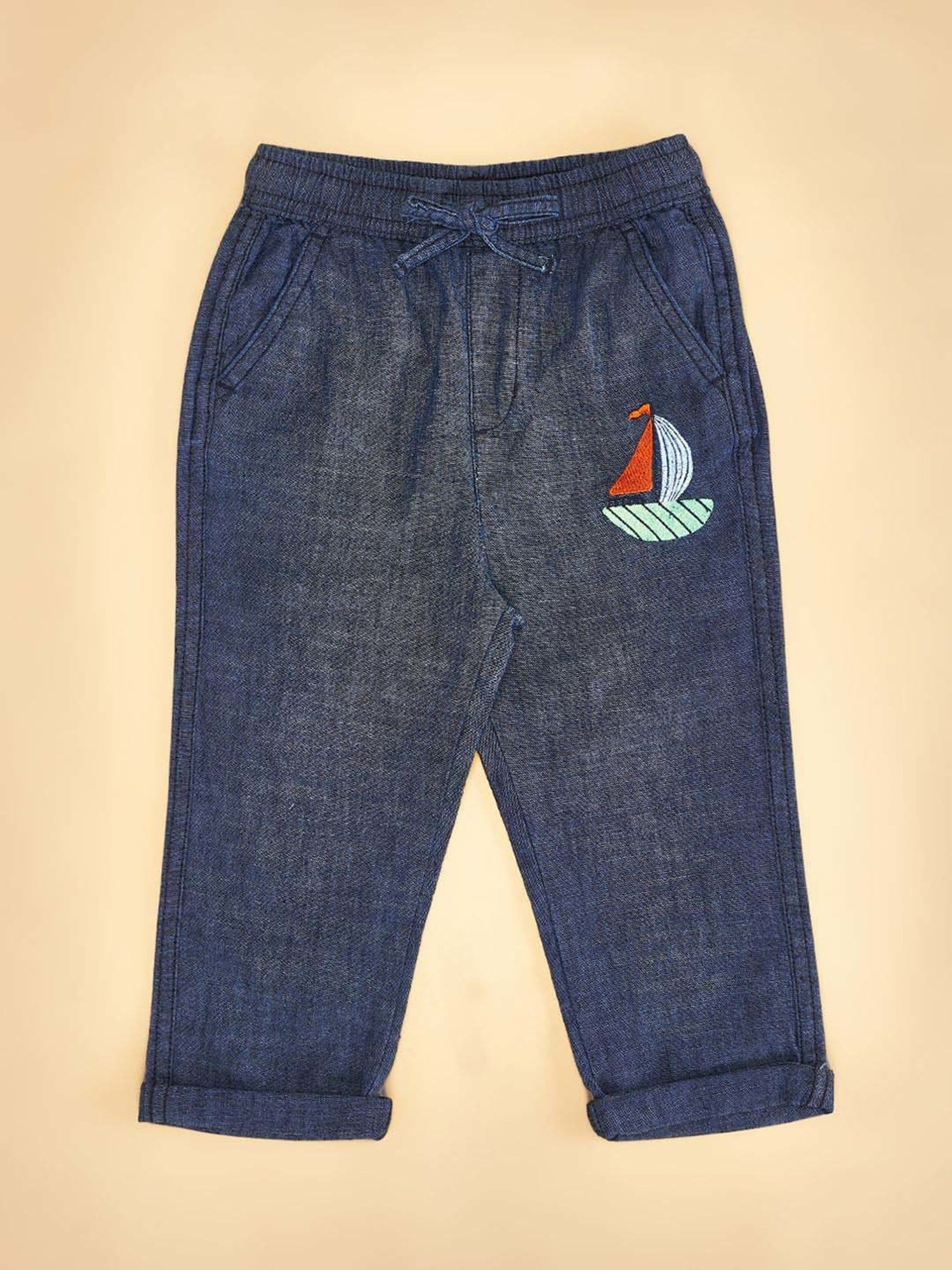 Pantaloons Baby Kids Blue Glow Cotton Regular Fit Full Sleeves Trouser