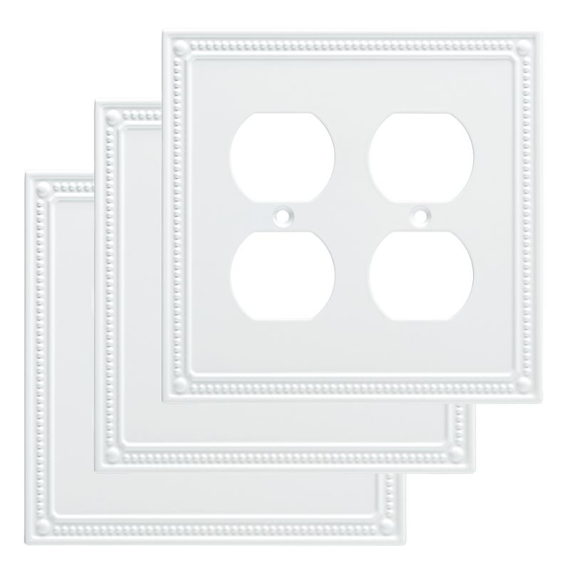Franklin Brass Classic Beaded Double Duplex Wall Plate White