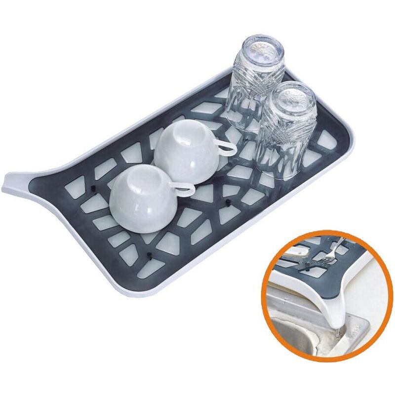Basicwise Plastic Self Draining Kitchen Counter Dish Rack Drainer
