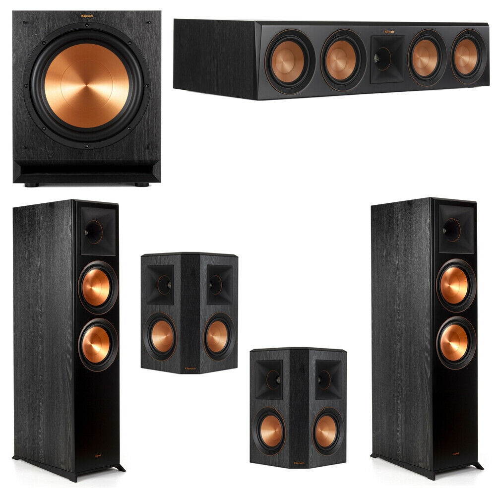 Klipsch 5.1 Ebony System with 2 RP8000F, 1 RP504C, 2 RP502S, 1 SPL-120 Sub