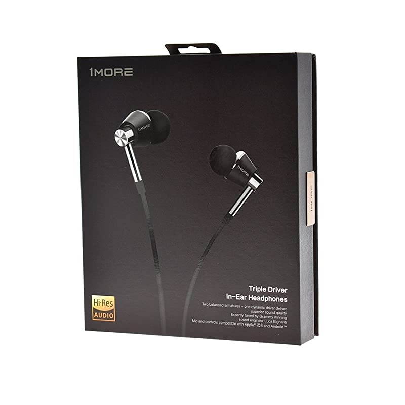 Triple Driver inEar Earphones HiRes Headphones with High Resolution Bass Driven Sound MEMS Mic inLine Remote High Fidelity for SmartphonesPCTablet Silver