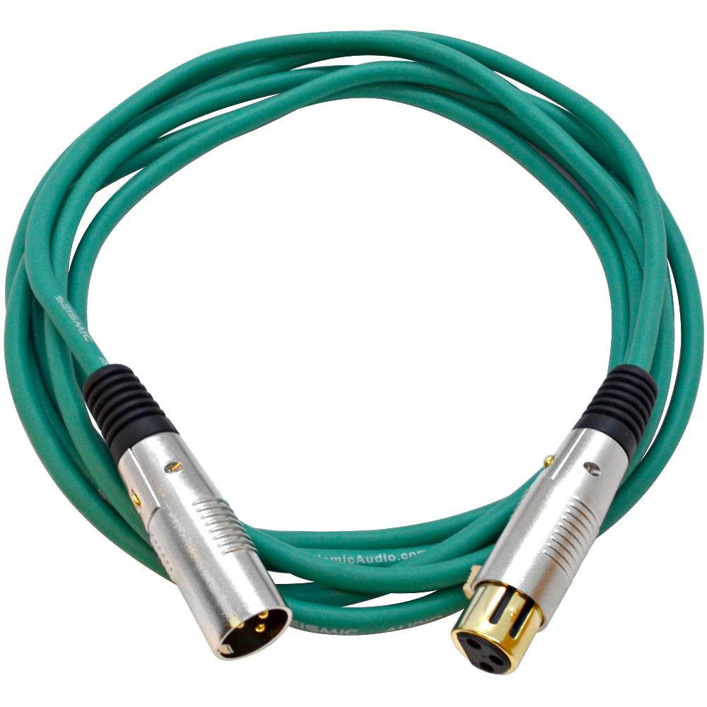 Seismic Audio - SAPGX-10Green-6Pack - 6 Pack of Green 10 Foot Gold Plated XLR Microphone Patch Cables - Premium 10' Mic Cords