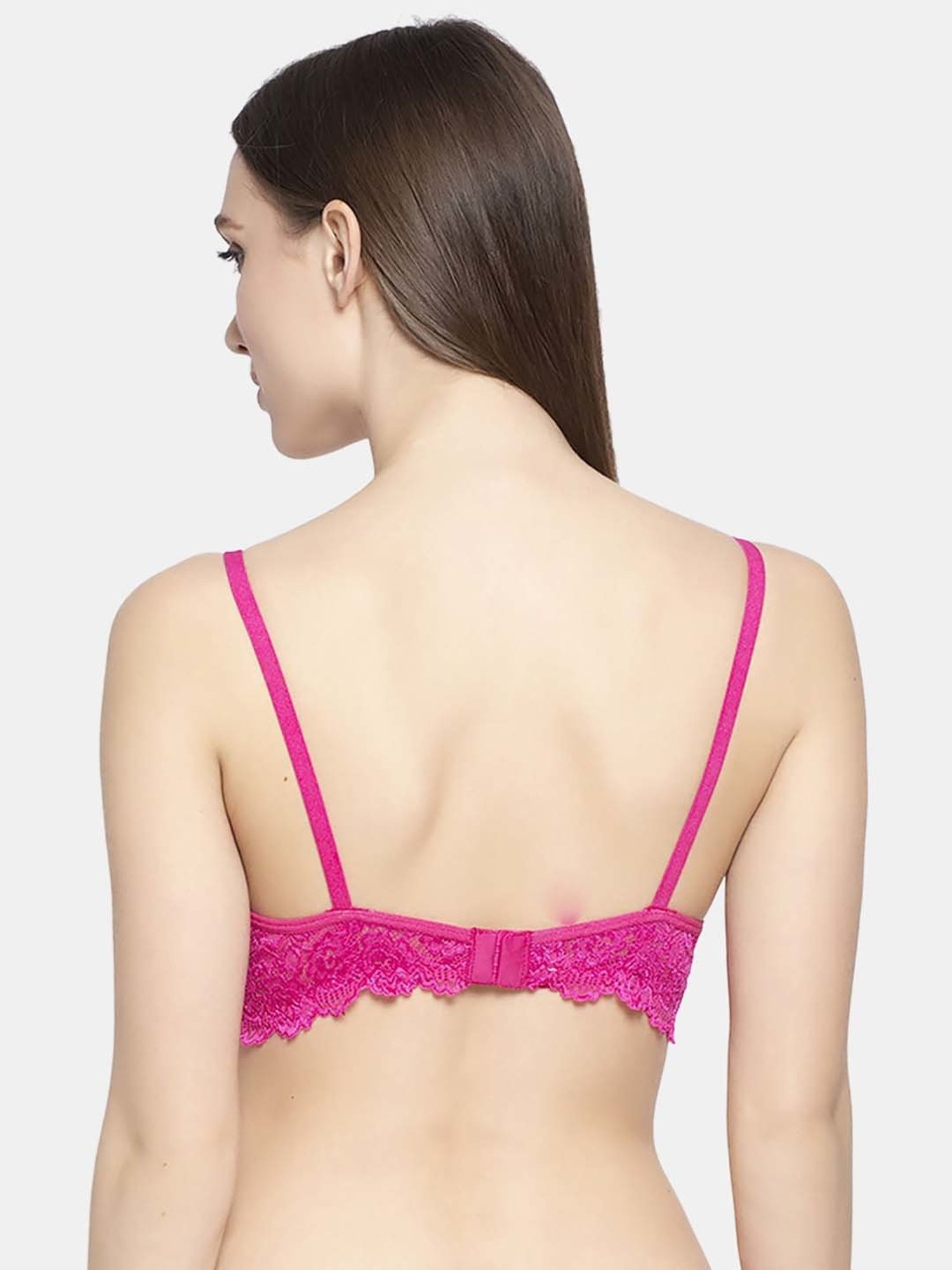 AROUSY Pink Cotton Lace Work T-Shirt Bra
