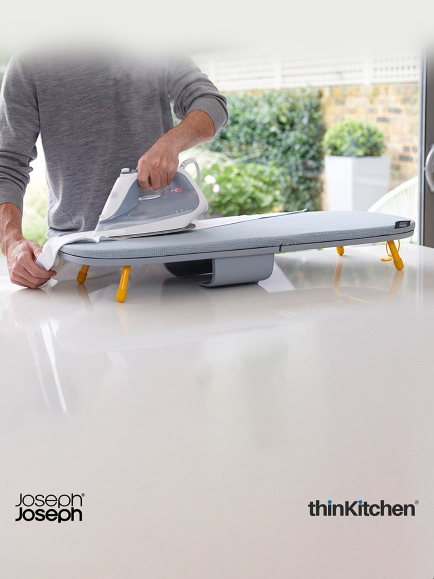 Joseph Joseph Grey & Yellow Carbon Steel Pocket Folding Table-top Ironing Board