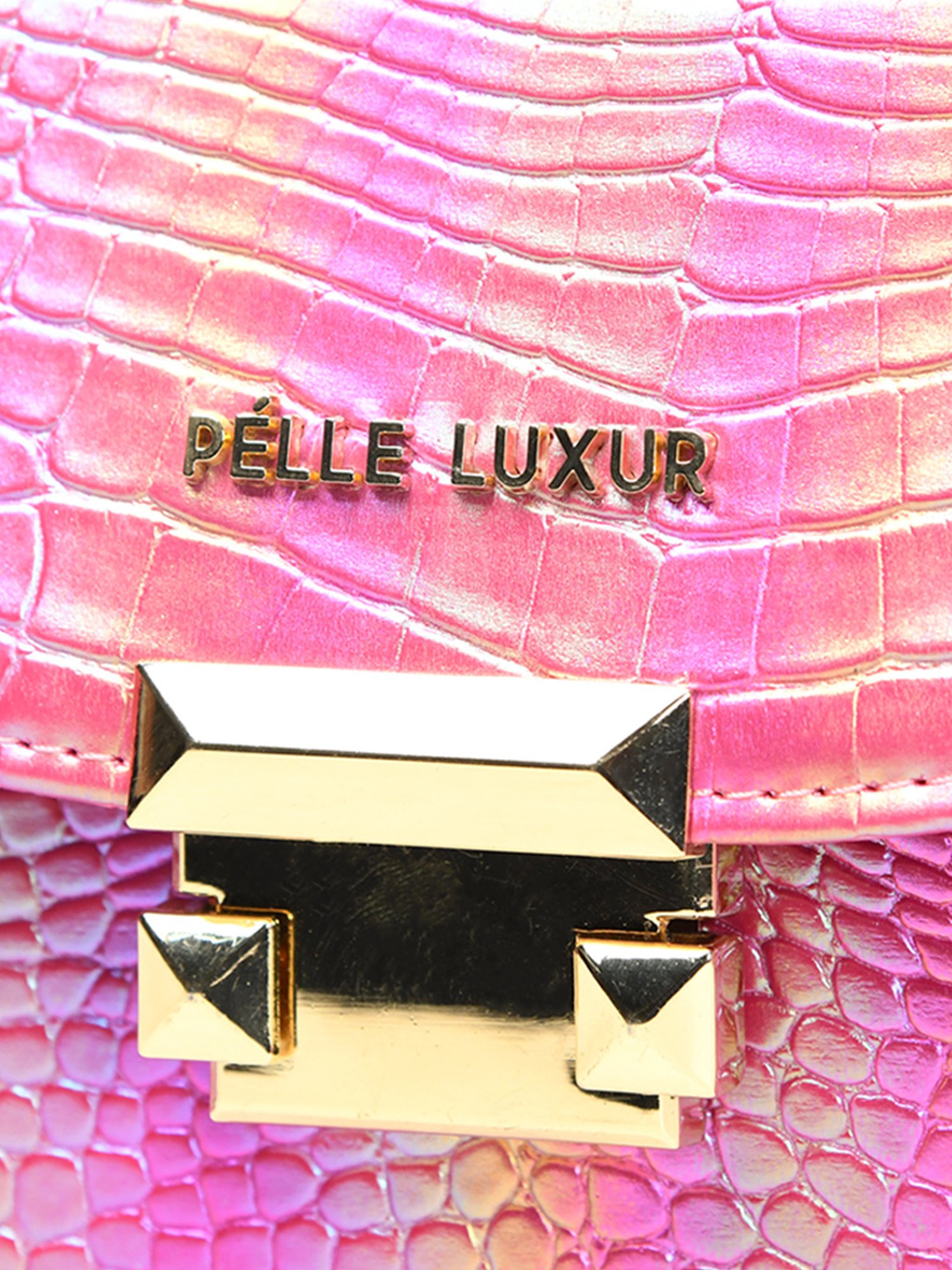 PELLE LUXUR Dark Pink Animal Effect Small Shoulder Bag
