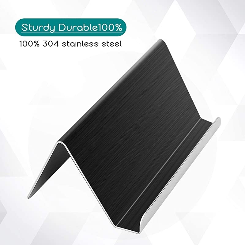 Business Card Holder for Desk Business Card Display Holders Metal Business Cards Stand Desktop Name Card Organizer Capacity 50 Cards 3 Pack Black Brushed Stainless Steel