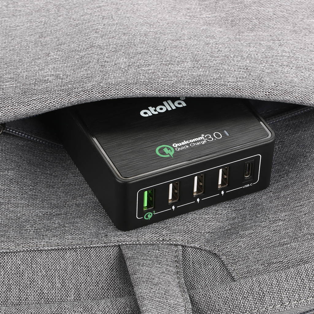 Atolla USB Charger Fast Charger USB Charging Station 40W, 3 Ports USB 3.0 Charge 2.4A + USB C Type-c AC Power Charger and QC 3.0 Power Delivery